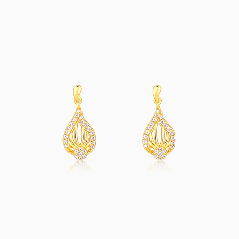 Floral Petite Gold Stud Earrings