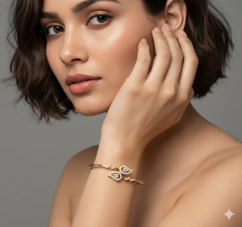 Golden Zircon Sparkly Leaf Bracelet